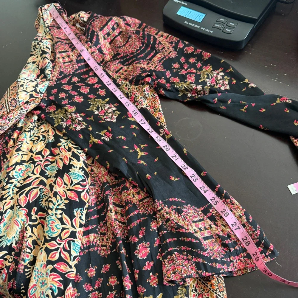 FREE PEOPLE Women Stevie Printed Tunic Dress Floral Patchwork 70s Hippie Size M